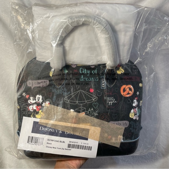 Dooney & Bourke Disney Mickey & Minnie New York City Zip Satchel NWT - Picture 6 of 12